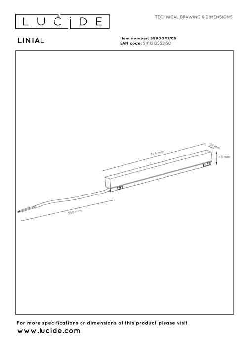 Lucide Premium LINIAL Driver 200W - 1 fase Railsysteem / Railverlichting Champagne - technisch
